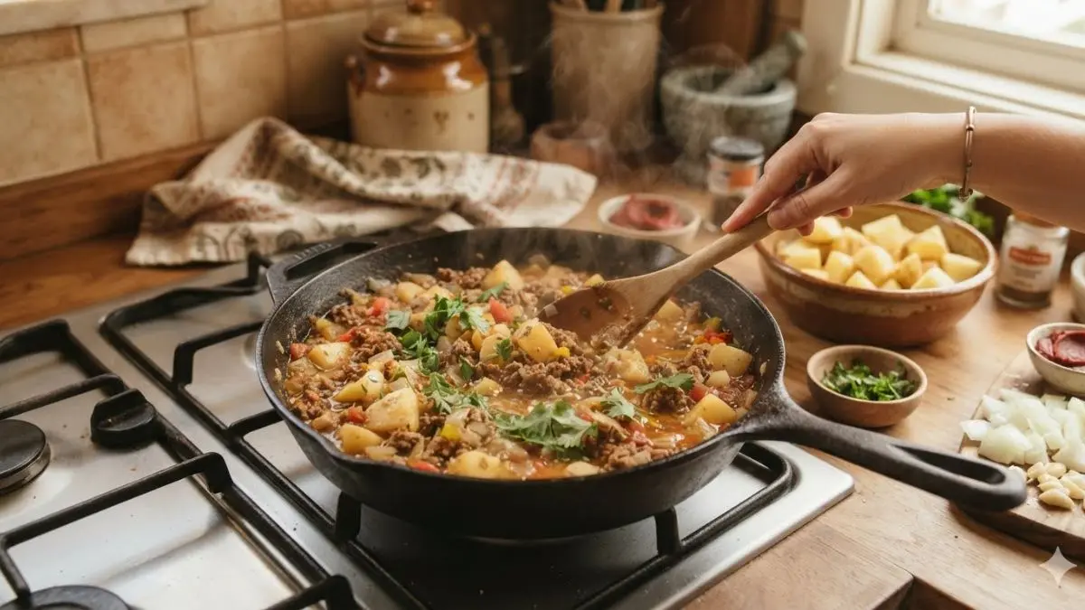 Carne moida com batata
