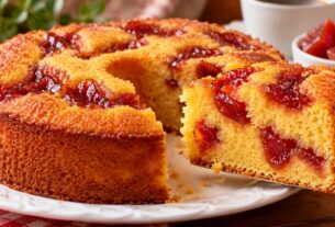 Bolo de fubá com goiabada