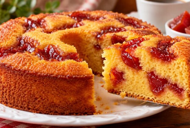 Bolo de fubá com goiabada