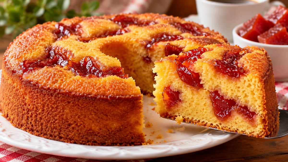 Bolo de fubá com goiabada