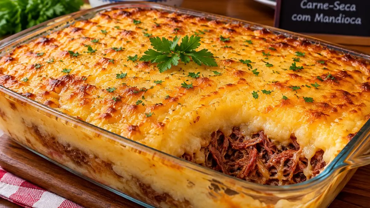 Escondidinho de carne-seca com mandioca, fácil e gostoso 1 Escudidinho-de-carne-seca-com-mandioca
