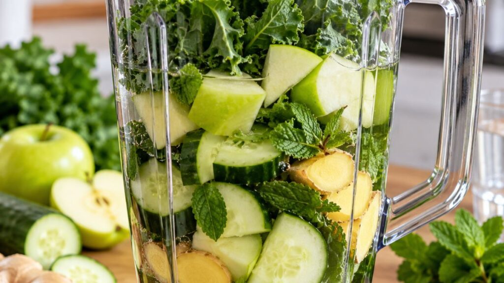 Como fazer Suco para Limpar o Fígado: Receita de Suco Detox Revitalizante 27 Preparando os ingledientes no liquidificar