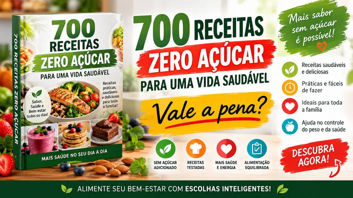 Ebook 700 receitas zero açúcar para uma vida saudável, vale a pena? 1 receitas zero açucar