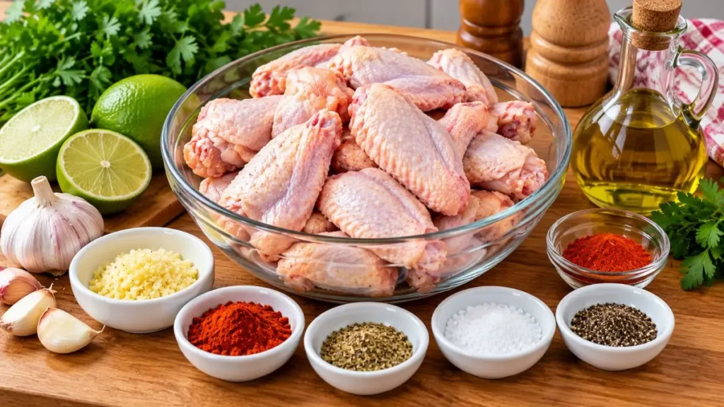 Ingredientes para preparar tulipa de frango na airfryer.